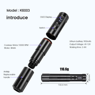 10W ασύρματος δερμογράφος μηχανή τατουάζ ασύρματο μόνιμο μακιγιάζ μηχανή RCA σύνδεσμος μηχανή σώματος μήκος 24 * 132.4mm προμηθευτής