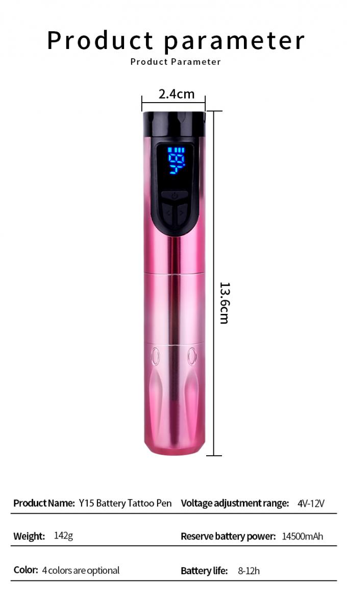 14500mAh Εφεδρική μπαταρία Δύναμη Ασύρματη μηχανή τατουάζ με οθόνη LCD και αντικαταστάσιμη μπαταρία αεροσκάφος σχεδιασμός αλουμινίου 6