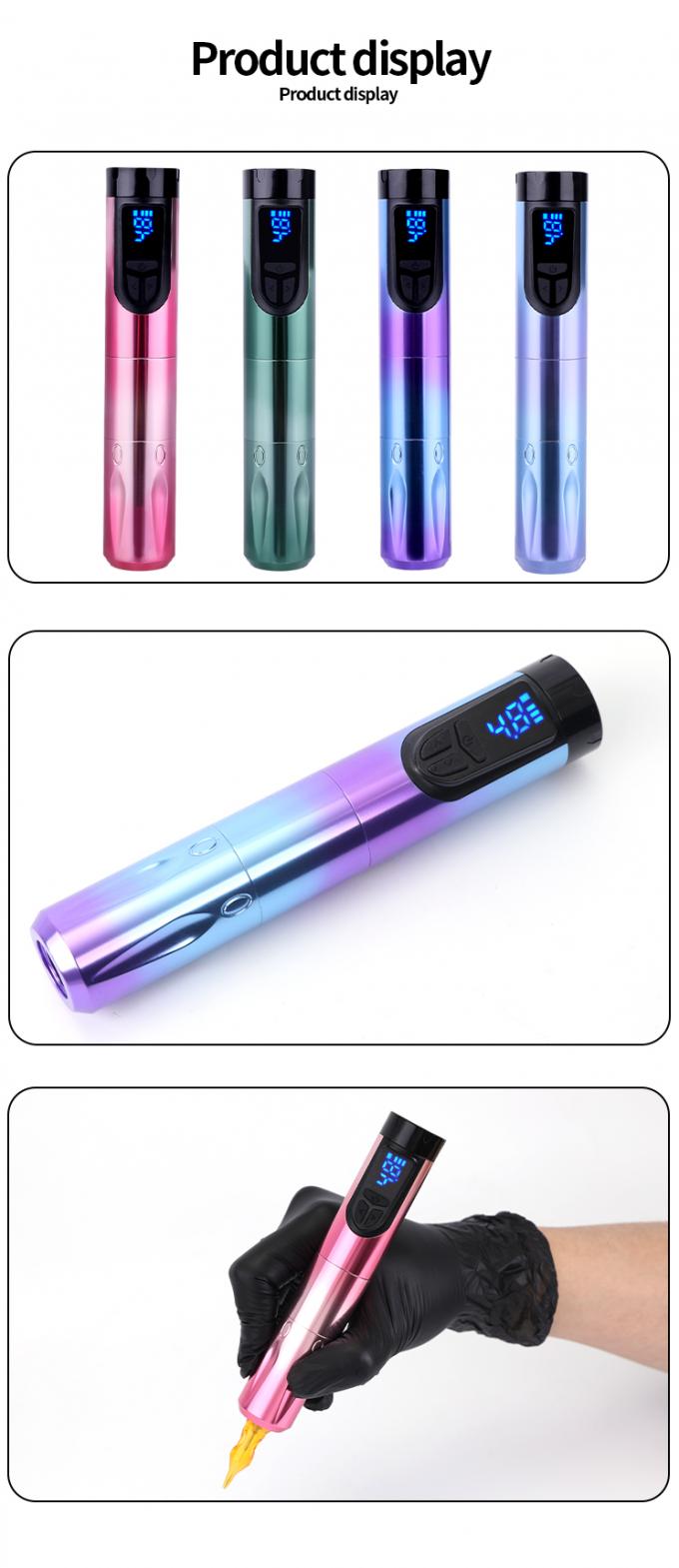14500mAh Εφεδρική μπαταρία Δύναμη Ασύρματη μηχανή τατουάζ με οθόνη LCD και αντικαταστάσιμη μπαταρία αεροσκάφος σχεδιασμός αλουμινίου 7