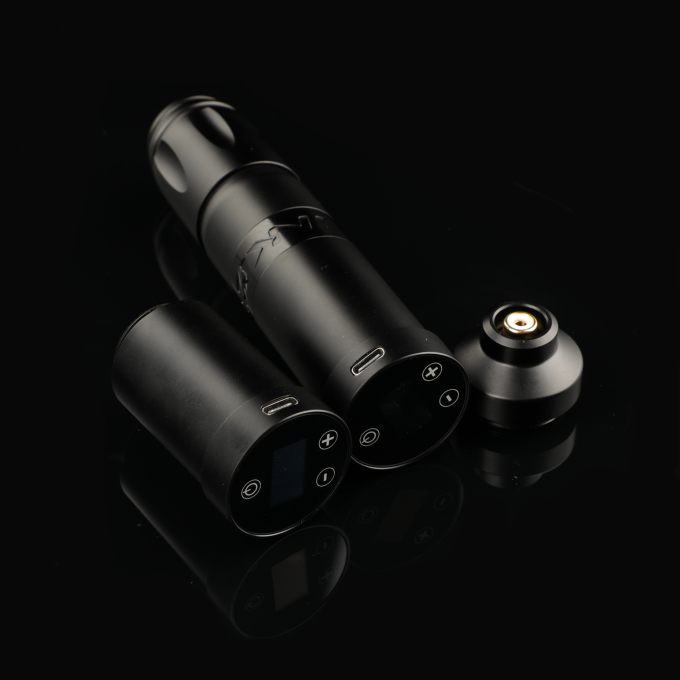 Ατσάλι από ανοξείδωτο χάλυβα 1800mAh NARW Ασύρματη μηχανή τατουάζ 1-OLED οθόνη οθόνη αφής μπαταρία περιστρεφόμενο όπλο τατουάζ πένα τατουάζ με ισχύ RCA 5