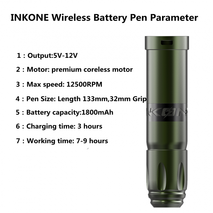 Ψηφιακή οθόνη αφής LCD μάρκας INKONE NARW 1800mAh με μπαταρία για στυλό μικροχρωμάτων Ασύρματη μηχανή τατουάζ 4